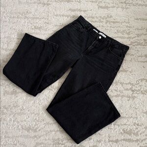Mango Danila High-Rise Wide-Leg Black Jeans Size 12. Excellent condition